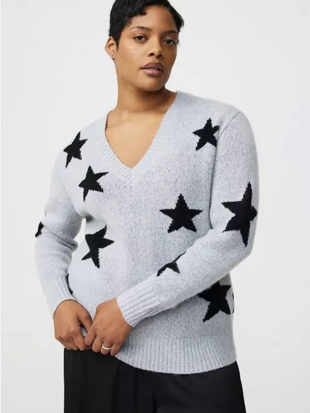 Torrid Vegan Cashmere V-Neck Sweater 2X Heather Grey Cozy Pullover Plus Size